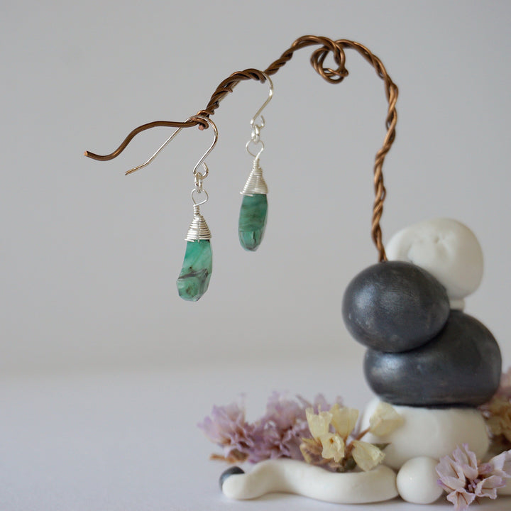 Emerald Sterling Silver Moon Earring Designs by Nature Gems