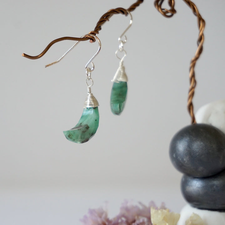 Emerald Sterling Silver Moon Earring Designs by Nature Gems