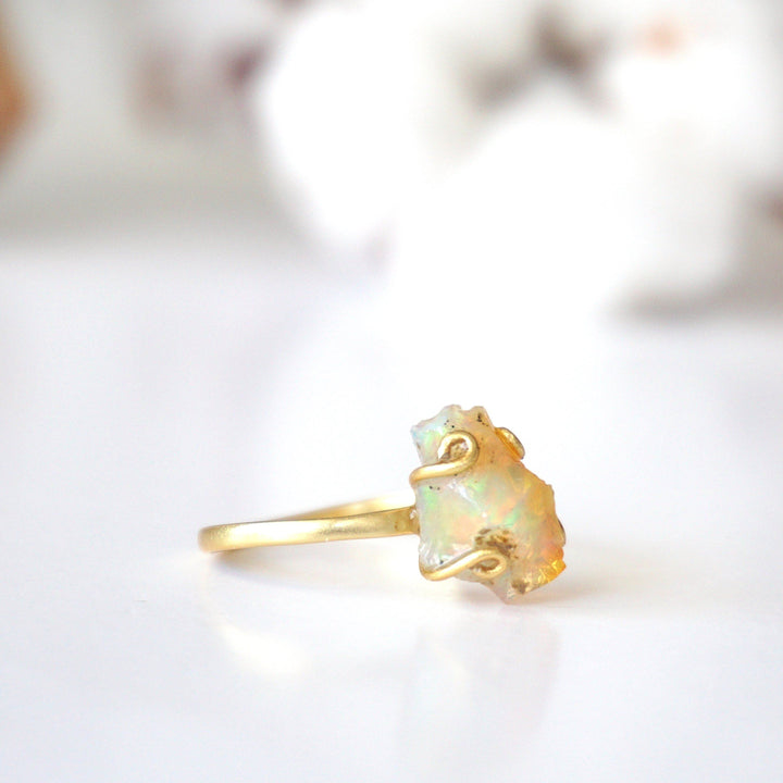 Fire Opal Adjustable Ring - 14k Gold Designs by Nature Gems