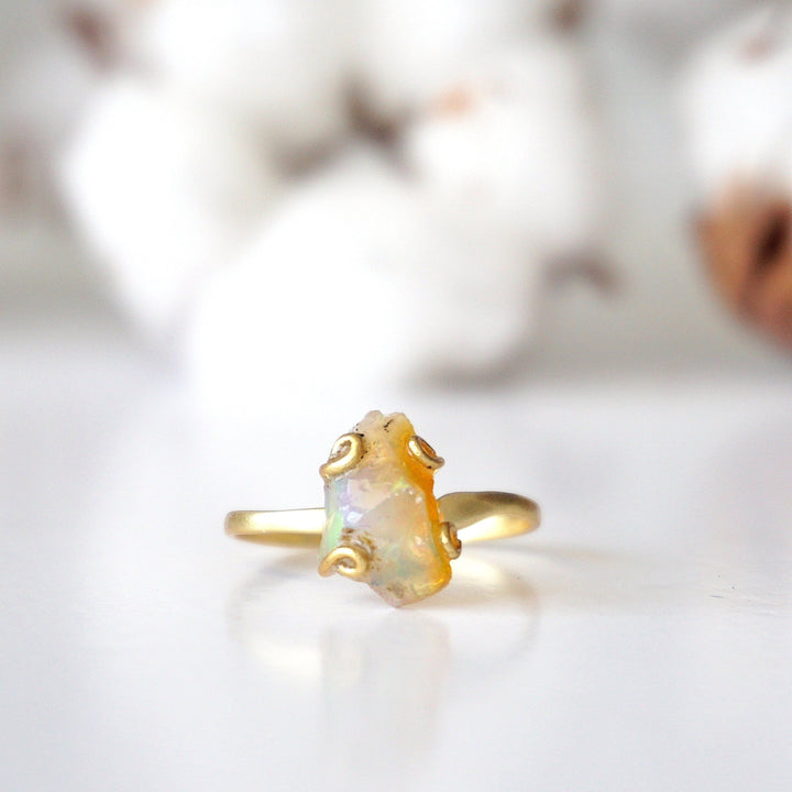 Fire Opal Adjustable Ring - 14k Gold Designs by Nature Gems