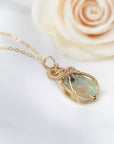 Fire Opal Necklace - With 14k Gold Filled Chain Designs by Nature Gems