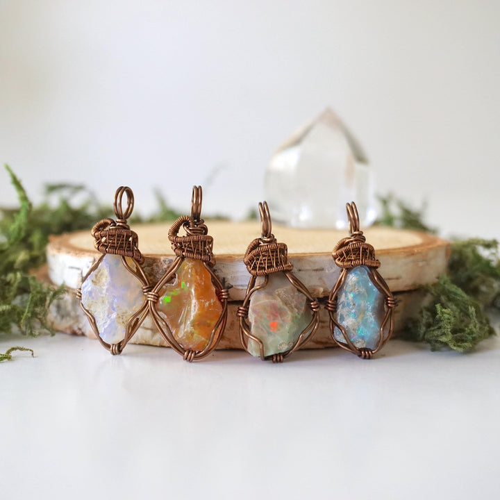 Fire Opal Pendant Necklace - Antique Bronze Designs by Nature Gems