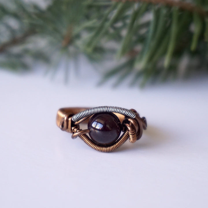 Garnet Crystal Ring - Antique Bronze DesignsbyNatureGems