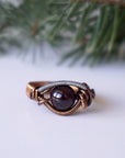 Garnet Crystal Ring - Antique Bronze DesignsbyNatureGems