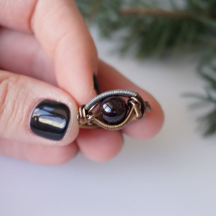 Garnet Crystal Ring - Antique Bronze DesignsbyNatureGems