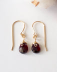 Garnet Drop Earrings - 14k Gold Filled Metal Designs by Nature Gems