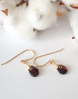 Garnet Drop Earrings - 14k Gold Filled Metal Designs by Nature Gems