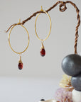 Garnet Gold Plated Hoop Earring Designs by Nature Gems