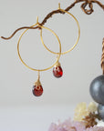 Garnet Gold Plated Hoop Earring Designs by Nature Gems