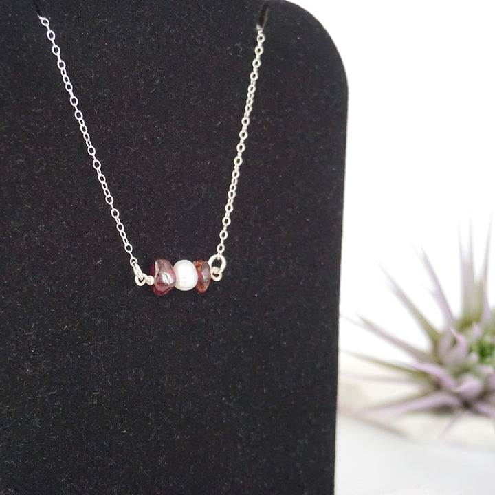Garnet & Pearl - Charm Necklace Designs by Nature Gems