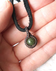 Green Jade Charm Necklace - Antiqued Copper Designs by Nature Gems