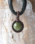 Green Jade Charm Necklace - Antiqued Copper Designs by Nature Gems