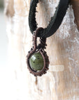 Green Jade Charm Necklace - Antiqued Copper Designs by Nature Gems