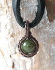 Green Jade Charm Necklace - Antiqued Copper Designs by Nature Gems