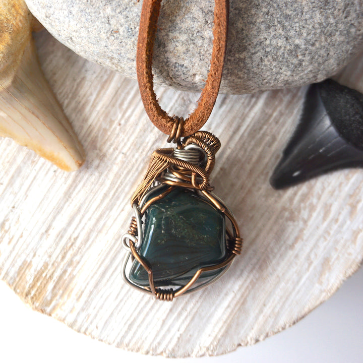 Raw Bloodstone Crystal Necklace -Antique Bronze – Designs by Nature Gems