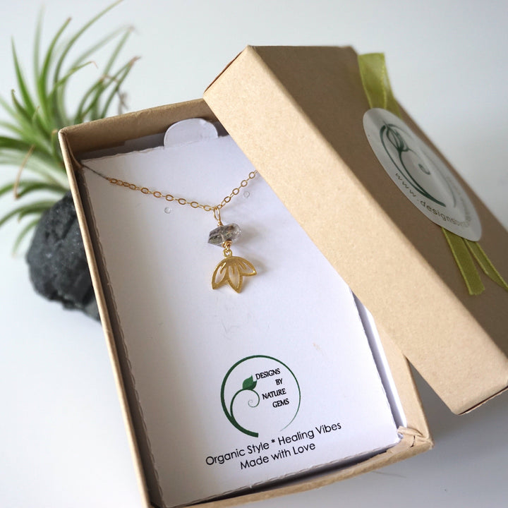 Herkimer Diamond Charm Necklace - 14K Gold-Filled DesignsbyNatureGems