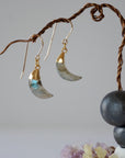 Labradorite 14K Gold Moon Earring Designs by Nature Gems