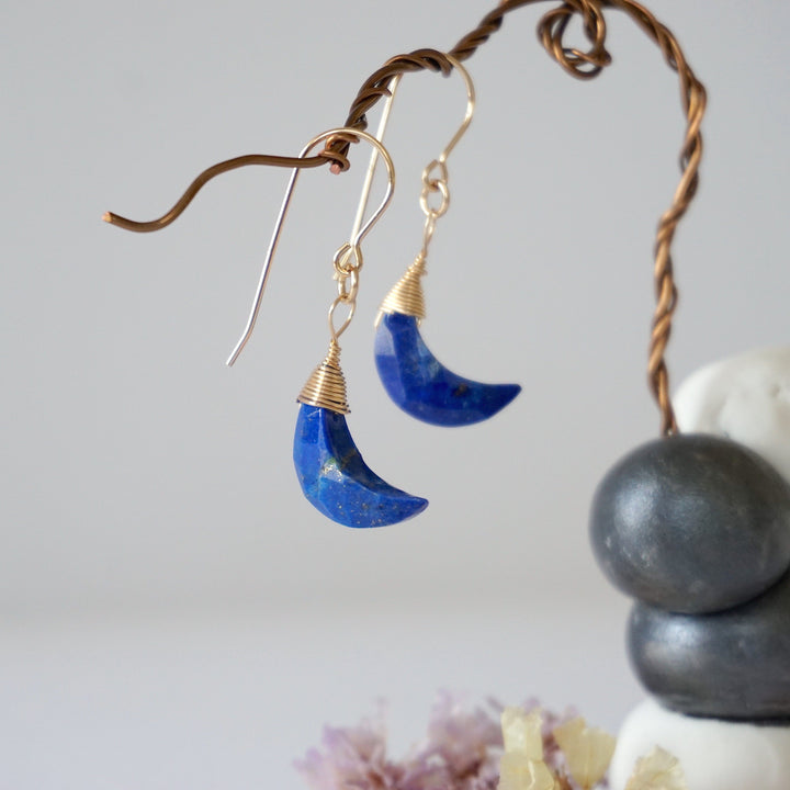 Lapis Lazuli 14K Gold Moon Earring Designs by Nature Gems