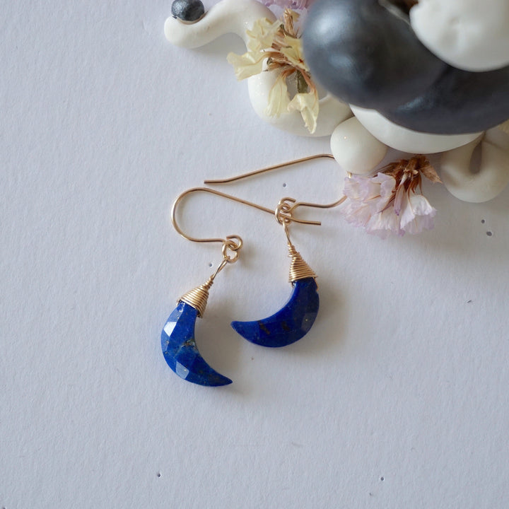 Lapis Lazuli 14K Gold Moon Earring Designs by Nature Gems