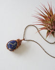 Lapis Lazuli Crystal Necklace - Antique Bronze Wire Wrapped Pendant DesignsbyNatureGems