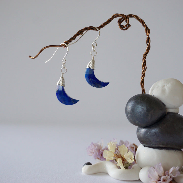 Lapis Lazuli Sterling Silver Moon Earring Designs by Nature Gems