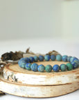 Matte Azurite Healing Crystal - Mala Bracelet DesignsbyNatureGems