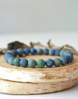 Matte Azurite Healing Crystal - Mala Bracelet DesignsbyNatureGems