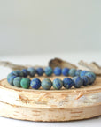 Matte Azurite Healing Crystal - Mala Bracelet DesignsbyNatureGems