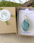 Men's 0925 Sterling Silver Wire Wrapped Aquamarine Pendant Necklace DesignsbyNatureGems