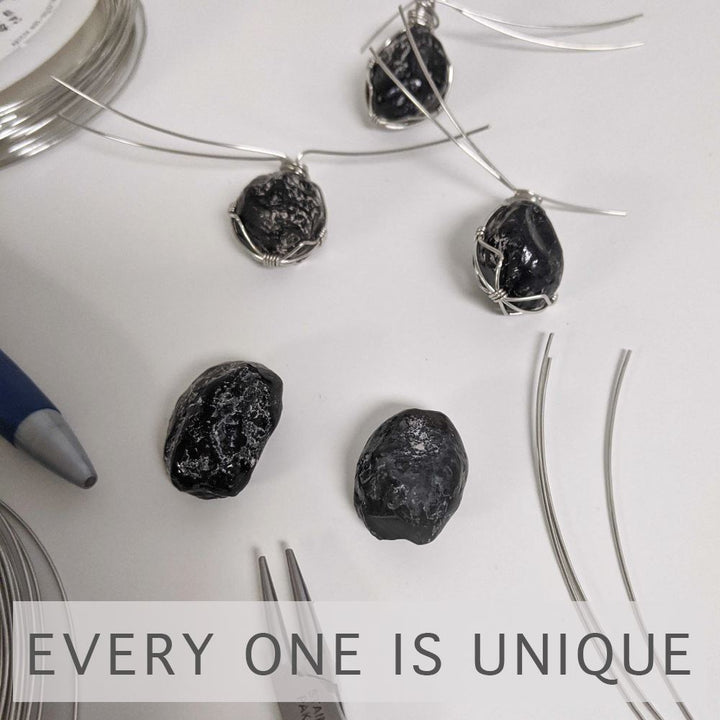 Men's Black Obsidian Apache Tears Crystal Necklace DesignsbyNatureGems