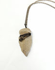 Men's Flint Arrowhead Pendant Necklace - Antique Bronze Wire Wrapped DesignsbyNatureGems