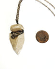 Men's Flint Arrowhead Pendant Necklace - Antique Bronze Wire Wrapped DesignsbyNatureGems