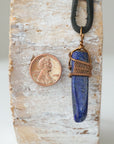 Men's Lapis Lazuli Point in Antique Bronze - With Black Leather Cord Designs by Nature Gems