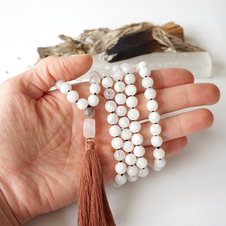 Moonstone Mala Necklace Designs by Nature Gems