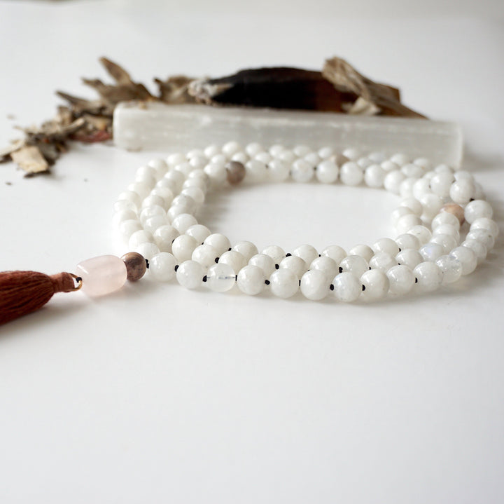 Moonstone Mala Necklace Designs by Nature Gems