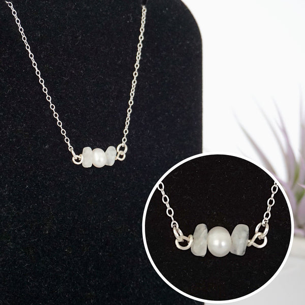 Moonstone & Pearl - Charm Necklace Designs by Nature Gems