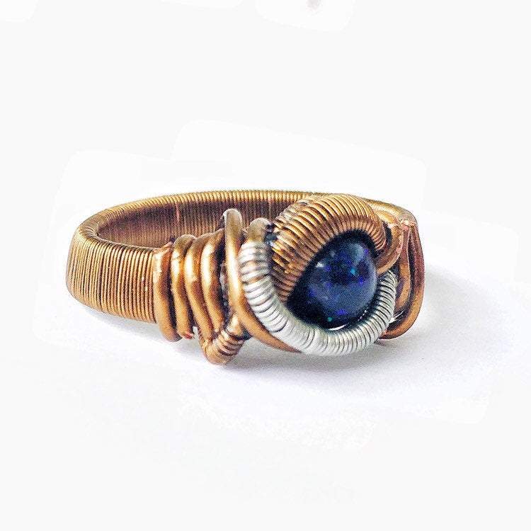 Natural Black Opal Ring - October Birthstone DesignsbyNatureGems