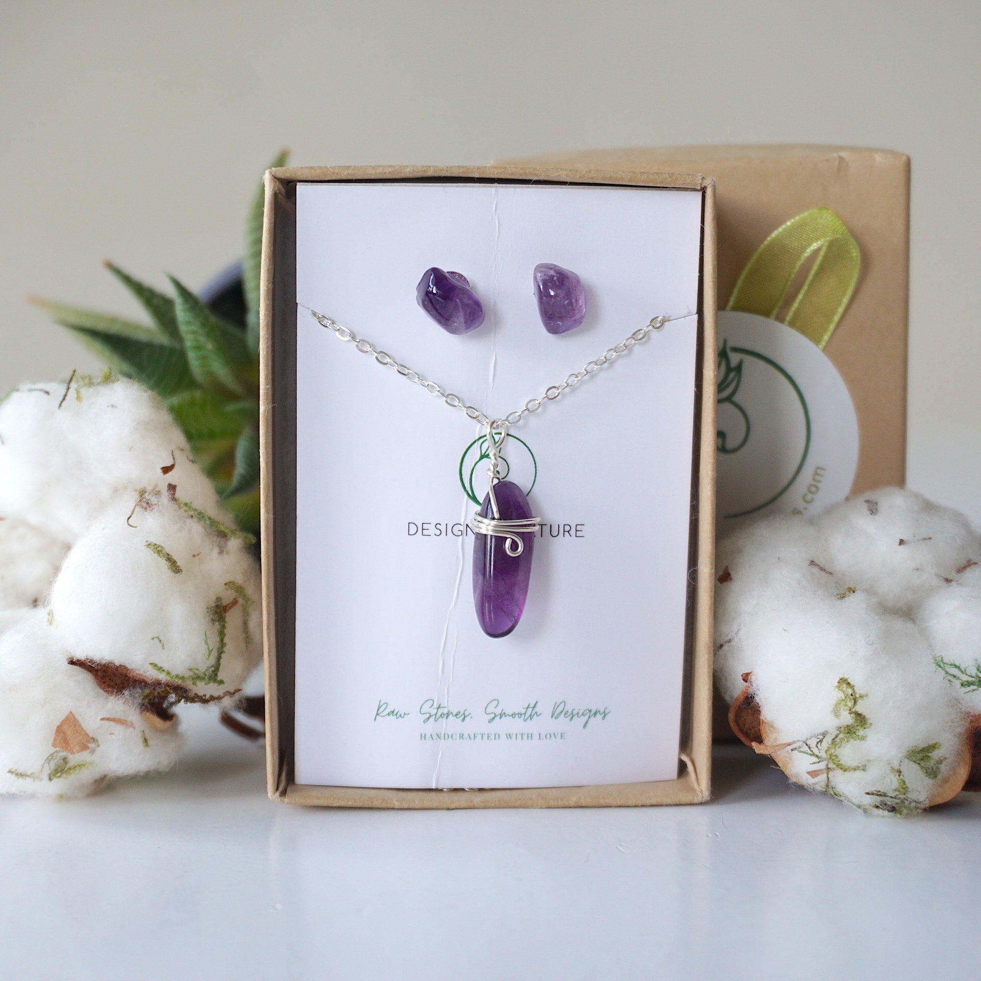 (NEW) Amethyst Charm and Earrings Set Designs by Nature Gems