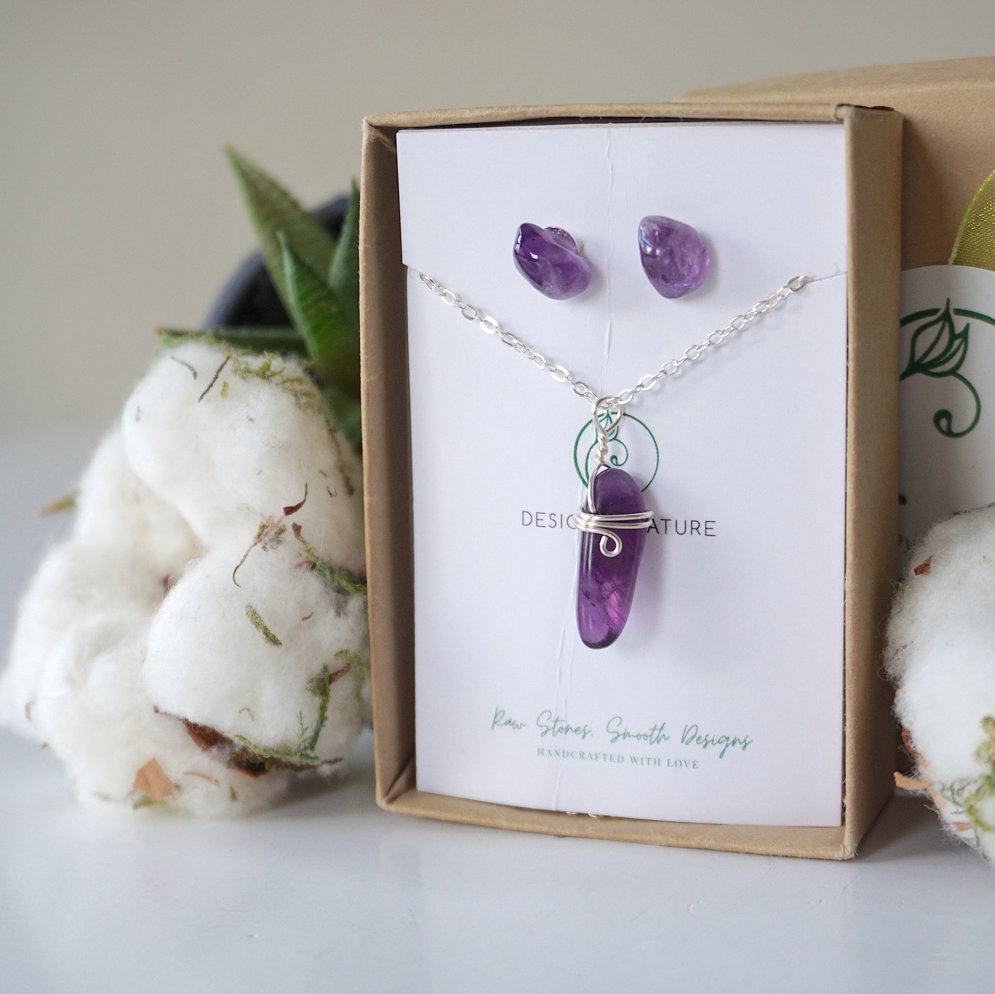 (NEW) Amethyst Charm and Earrings Set Designs by Nature Gems