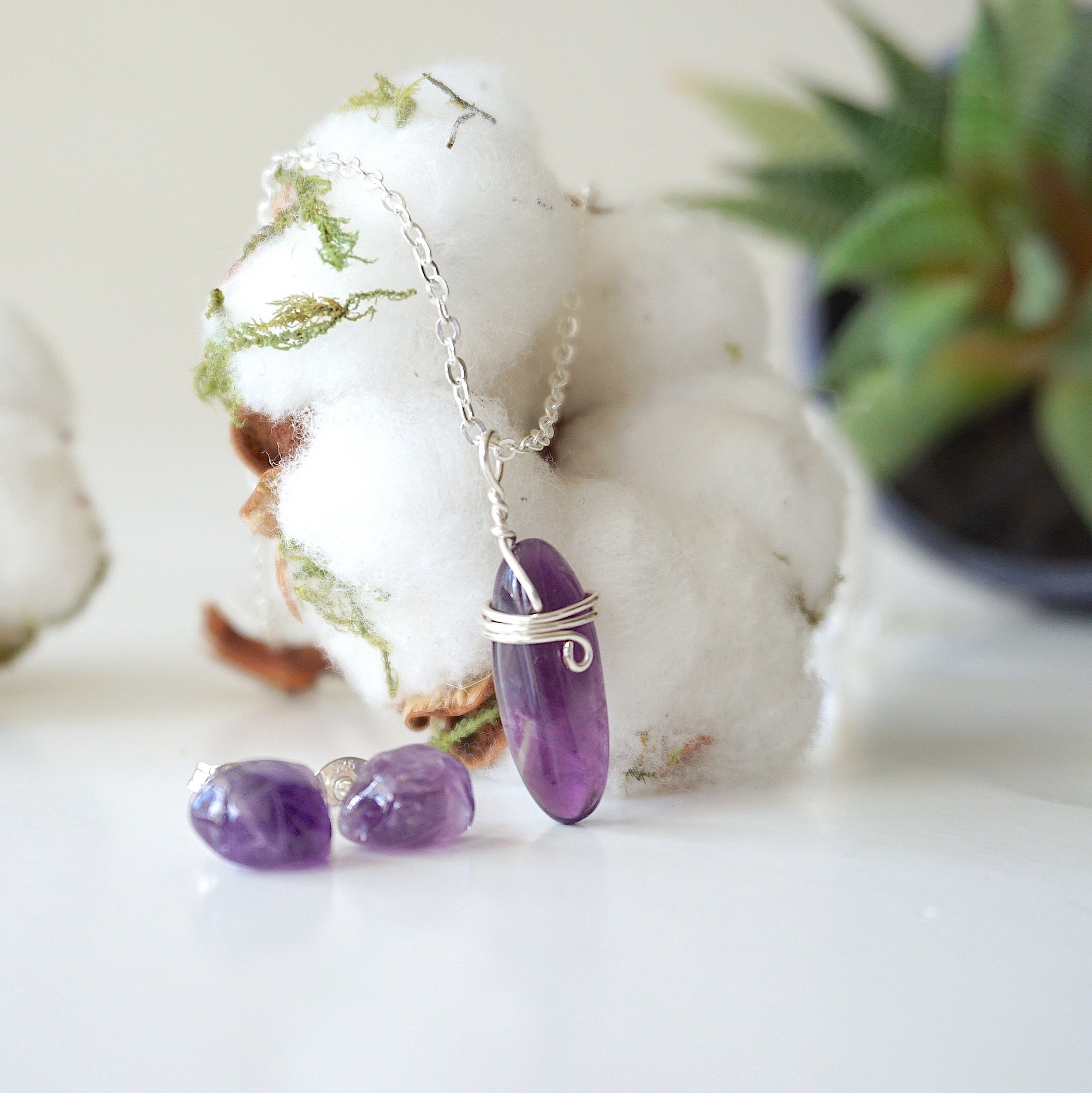 (NEW) Amethyst Charm and Earrings Set Designs by Nature Gems