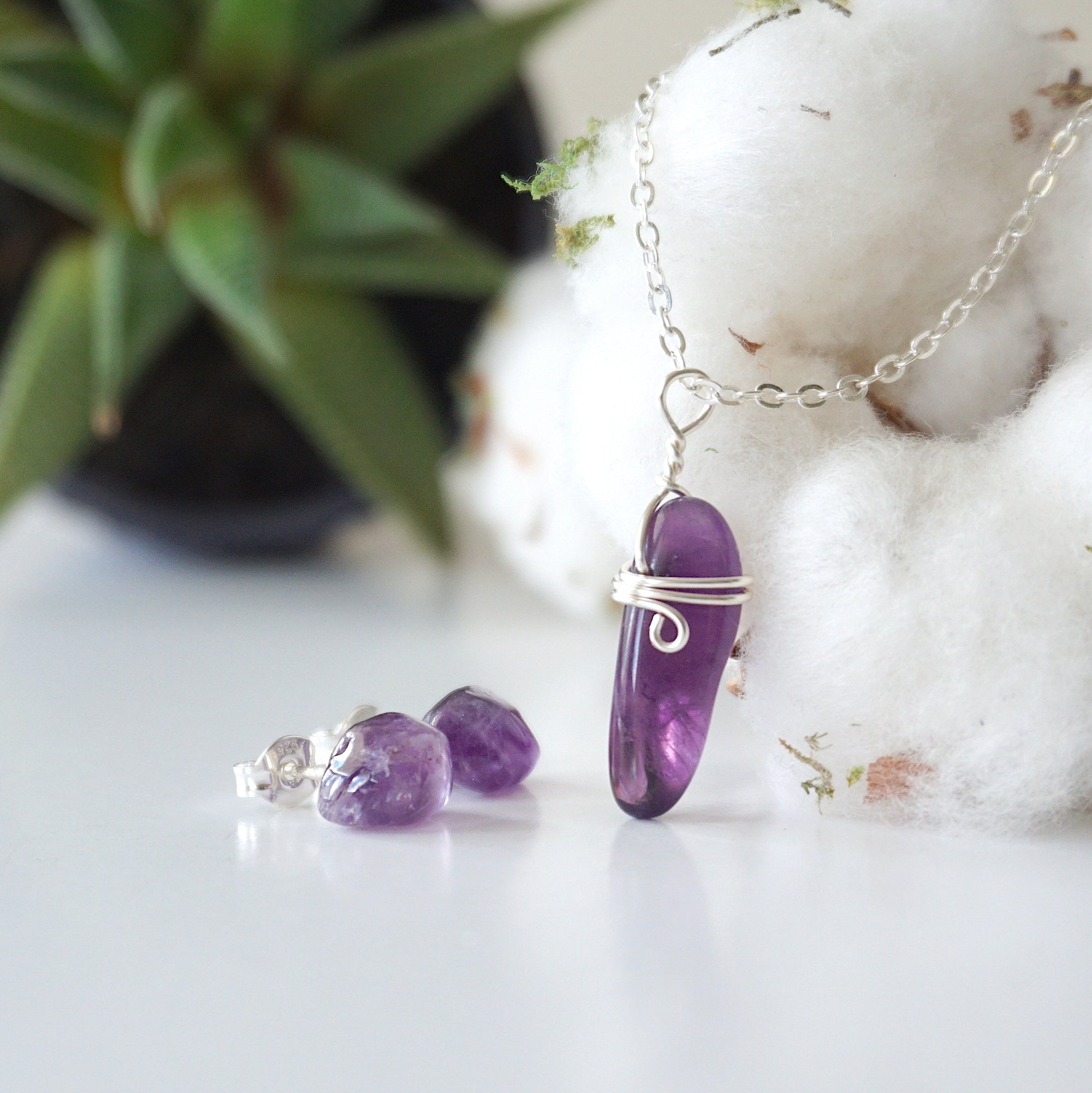 (NEW) Amethyst Charm and Earrings Set Designs by Nature Gems