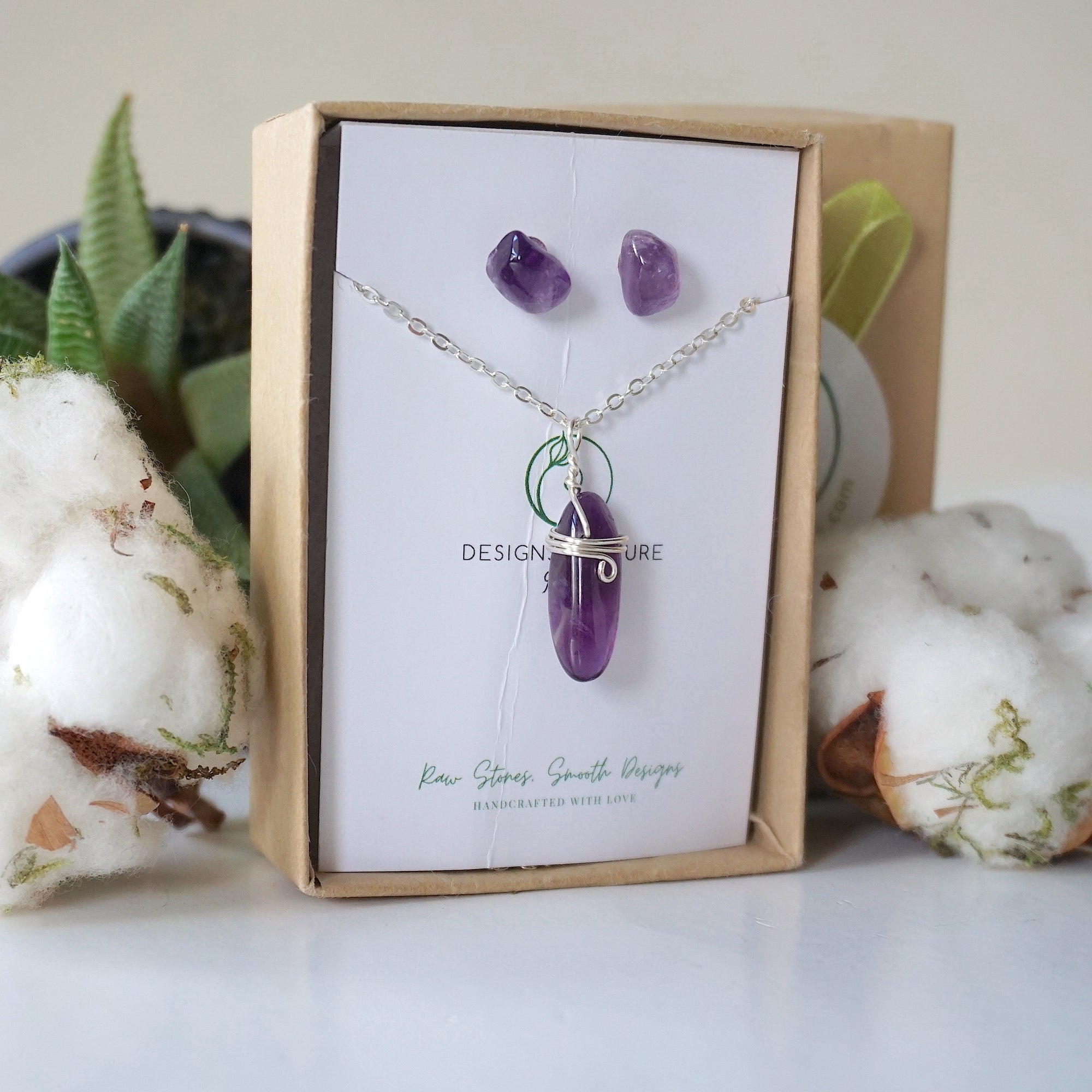 (NEW) Amethyst Charm and Earrings Set Designs by Nature Gems