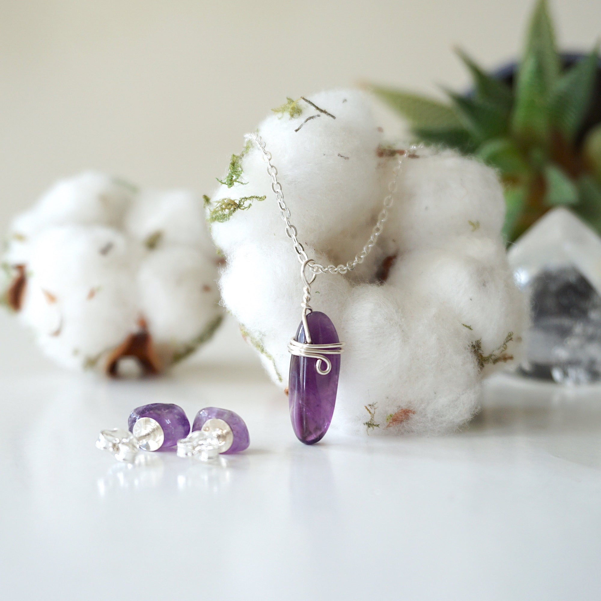 (NEW) Amethyst Charm and Earrings Set Designs by Nature Gems