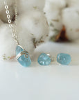 (NEW) Aquamarine Charm and Earrings Set Designs by Nature Gems