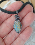 (New) Men's Fire Opal Pendant Necklace - Antiqued Silver DesignsbyNatureGems