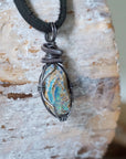 (New) Men's Fire Opal Pendant Necklace - Antiqued Silver DesignsbyNatureGems