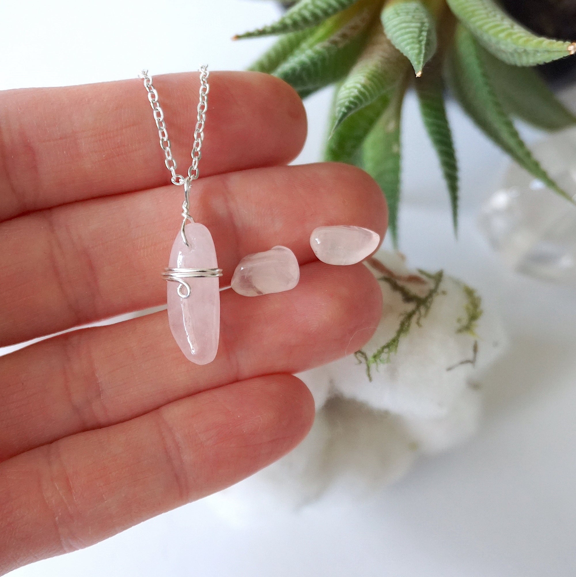 (NEW) Rose Quartz Charm and Earrings Set Designs by Nature Gems