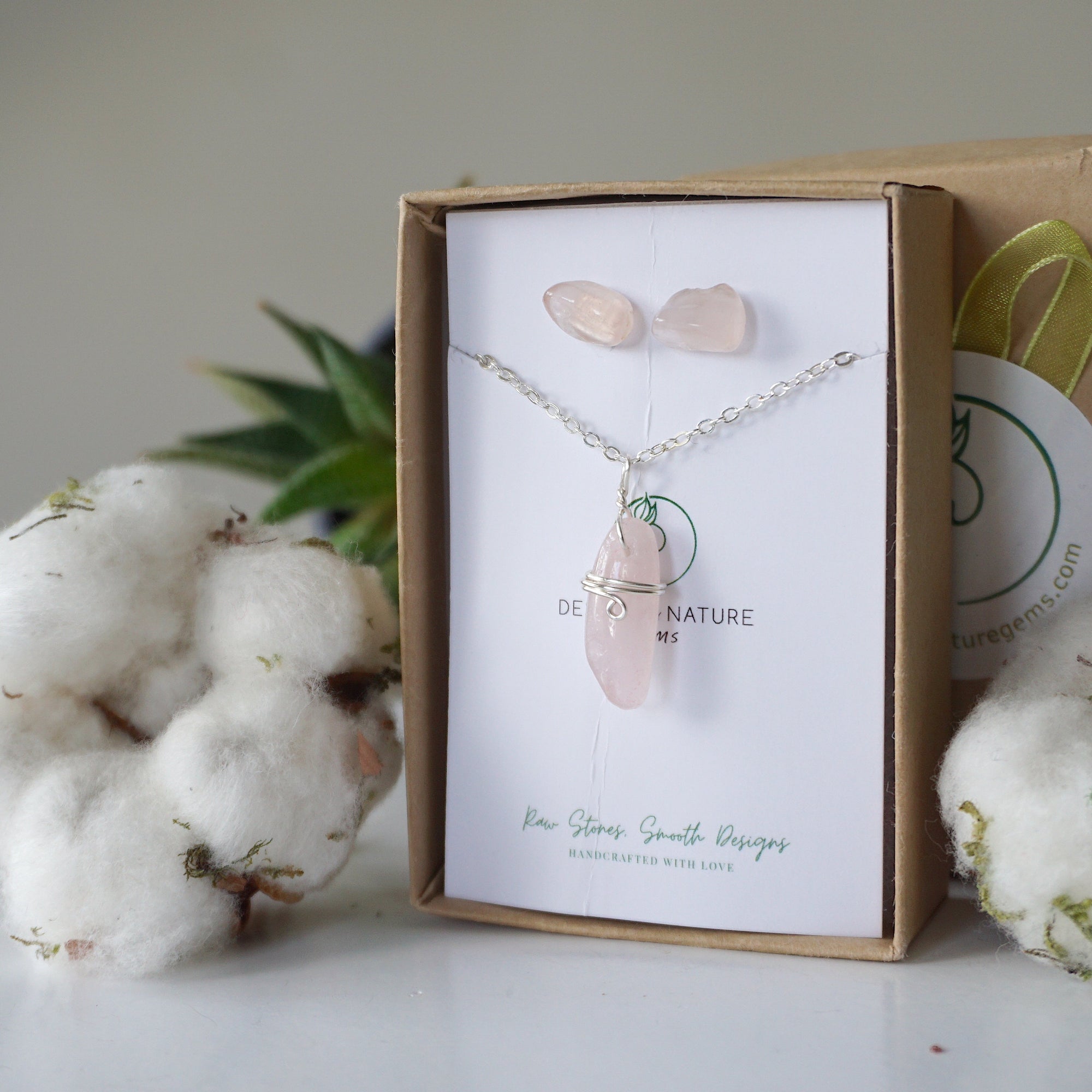 (NEW) Rose Quartz Charm and Earrings Set Designs by Nature Gems