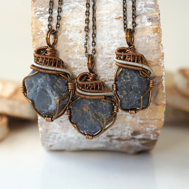 (NEW) Sapphire Antique Bronze and Silver - Necklace Designs by Nature Gems