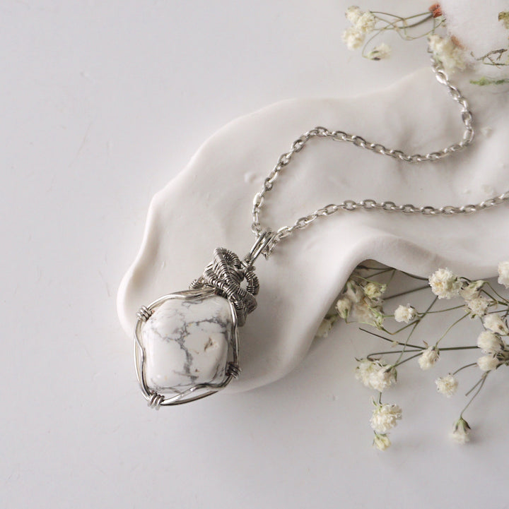 (NEW) White Howlite Pendant - Necklace Designs by Nature Gems